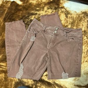 Cropped Pink Ripped Jeans